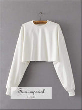 Sun-imperial Crew Neck Long Sleeve Cropped Sweatshirts Dropped Shoulders Cropped Tops High Street