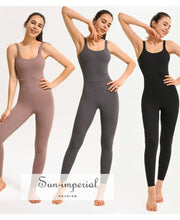 Cross-Strap U-Back Yoga Jumpsuit - Sun Imperial product photo 7