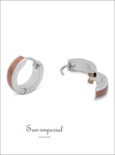 Deep rose gold stripe huggie hoop earrings - Sun Imperial (photo 3)