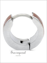 Deep rose gold stripe huggie hoop earrings - Sun Imperial (photo 4)