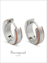 Deep rose gold stripe huggie hoop earrings - Sun Imperial (photo 5)
