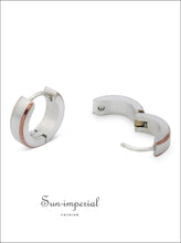 Deep rose gold stripe huggie hoop earrings - Sun Imperial (photo 7)