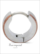Deep rose gold stripe huggie hoop earrings - Sun Imperial (photo 8)