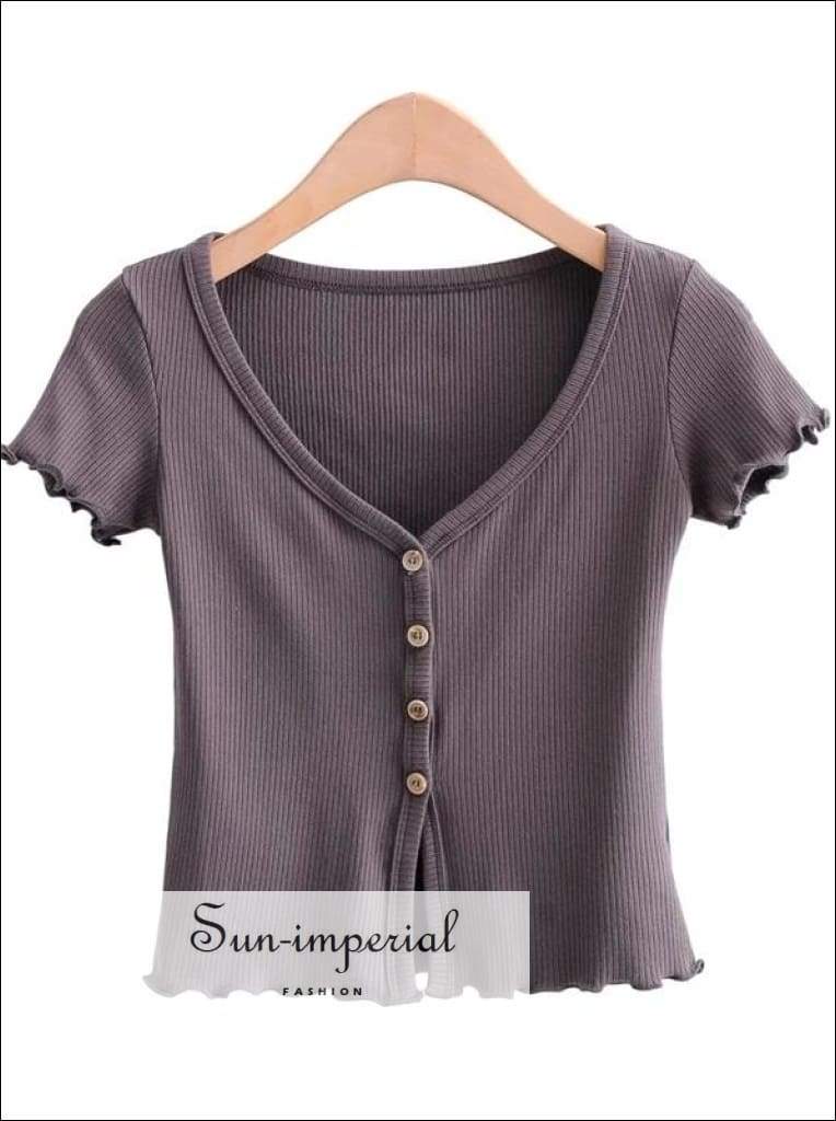 deep v neck button up