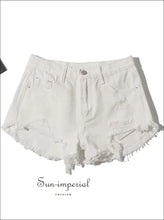 Distressed Cut Off Hem Denim Shorts with Tassel Detail - Sun Imperial (photo 8)