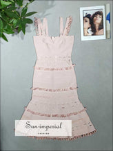 Elaine Black-and-White Lace V-Neck Midi Dress - Sun Imperial product photo 3