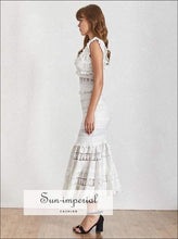 Elaine Black-and-White Lace V-Neck Midi Dress - Sun Imperial product photo 7
