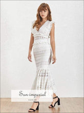 Elaine Black-and-White Lace V-Neck Midi Dress - Sun Imperial product photo 8