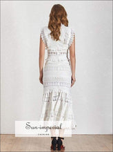 Elaine Black-and-White Lace V-Neck Midi Dress - Sun Imperial product photo 9