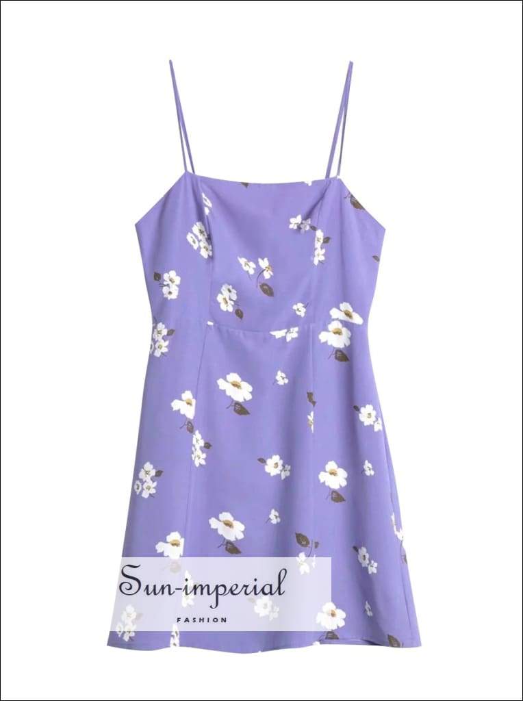 Sun-imperial Floral Print Strap Mini Dress Backless Zipper Cami Summer Beach Boho Casual Women Slip
