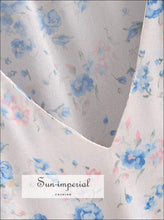 Sun-imperial Floral Printed Mini Dress Summer Beach Casual Boho Women V Neck Ruffles Vintage SUN-IMPERIAL United States