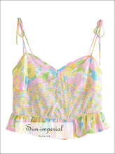 Floral V-Neck Tie-Cami Crop Top - Sun Imperial product photo 1