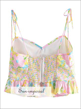 Floral V-Neck Tie-Cami Crop Top - Sun Imperial product photo 2
