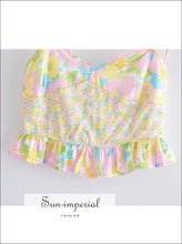 Floral V-Neck Tie-Cami Crop Top - Sun Imperial product photo 4