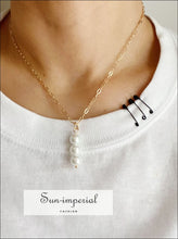 Gold-Plated Pearl-Bead Drop Necklace - Sun Imperial product photo 3