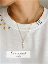 Gold-Plated Pearl-Bead Drop Necklace - Sun Imperial product photo 4