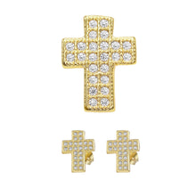 Gold-Tone Cross CZ Stud Earrings - Sun Imperial product photo 1