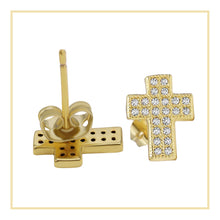 Gold-Tone Cross CZ Stud Earrings - Sun Imperial product photo 3