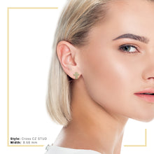 Gold-Tone Cross CZ Stud Earrings - Sun Imperial product photo 4