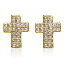 Gold-Tone Cross CZ Stud Earrings - Sun Imperial product photo 5