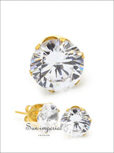 Gold-Tone Round CZ Stainless Steel Stud Earrings - Sun Imperial product photo 1