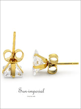 Gold-Tone Square CZ Stainless Steel Stud Earrings - Sun Imperial product photo 13