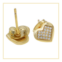 Heart CZ Stud Earrings — Style 2, Gold-Tone - Sun Imperial product photo 2