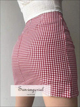 Sun-imperial High Rise Checked Mini Skirt with Split Hem High Street Fashion