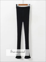 Sun-imperial High Rise Knitted Ribbed Flared Skinny Leggings Sun-Imperial United States