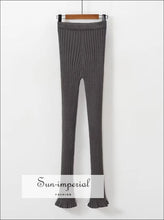 Sun-imperial High Rise Knitted Ribbed Flared Skinny Leggings Sun-Imperial United States