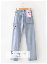 Sun-imperial High Waist Relaxed Fit Light Wash Denim Jeans with Hammer Loop detail High Street