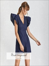 Hollywood Black V-Neck Ruffle-Sleeve Romper - Sun Imperial product photo 1