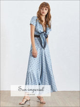 Lace polka dot two-piece set with V-neck top and pants