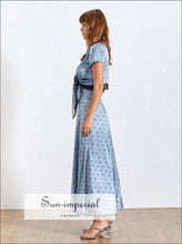 Lace polka dot two-piece set with V-neck top and pants