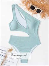 Light Blue Sequin Cutout One-Piece Swimsuit - Sun Imperial product photo 1