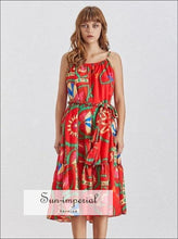 Lyon Printed Tie-Waist Sleeveless Midi Dress - Sun Imperial product photo 6