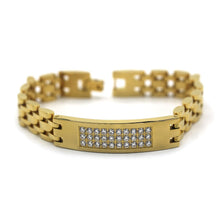Men's Decorative Gold-Tone CZ Steel Bracelet - Sun Imperial product photo 1