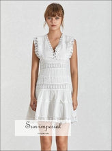 Missouri White and Black Lace V-Neck Mini Dress - Sun Imperial product photo 4