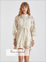 Nadine elegant lace lantern sleeve mini dress