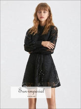 Nadine elegant lace lantern sleeve mini dress