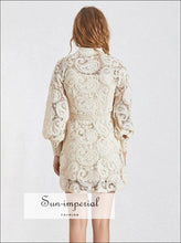 Nadine elegant lace lantern sleeve mini dress