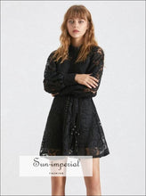 Nadine elegant lace lantern sleeve mini dress