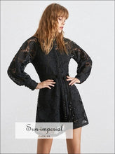 Nadine elegant lace lantern sleeve mini dress