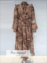 Night Out Leopard-Print Lantern-Sleeve Midi Dress - Sun Imperial product photo 4