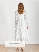 Nina vintage V-neck ruffle midi dress