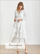 Nina vintage V-neck ruffle midi dress