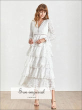 Nina vintage V-neck ruffle midi dress