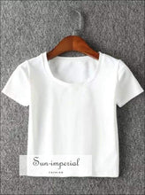Sun-imperial O Neck Short Sleeved Crop T-shirt High Street Fashion