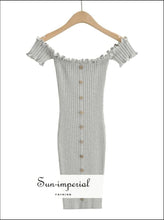 Off-Shoulder Ribbed Lettuce-Trim Mini Dress - Sun Imperial product photo 10