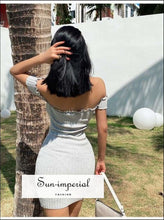 Off-Shoulder Ribbed Lettuce-Trim Mini Dress - Sun Imperial product photo 5